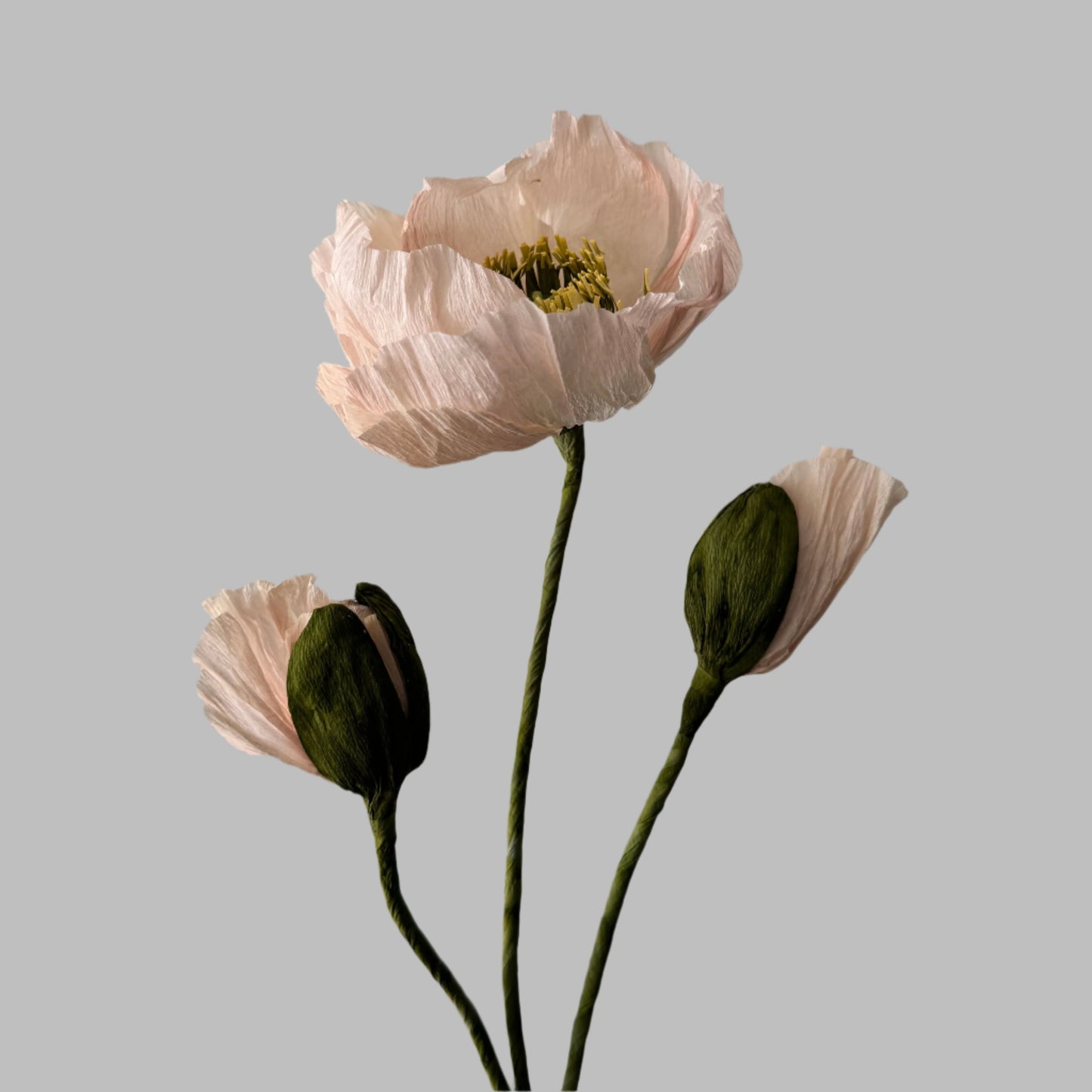 1 Poppy + 2 Buds - Light Pink